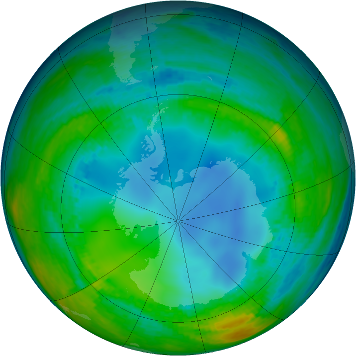 Antarctic ozone map for 31 July 2004